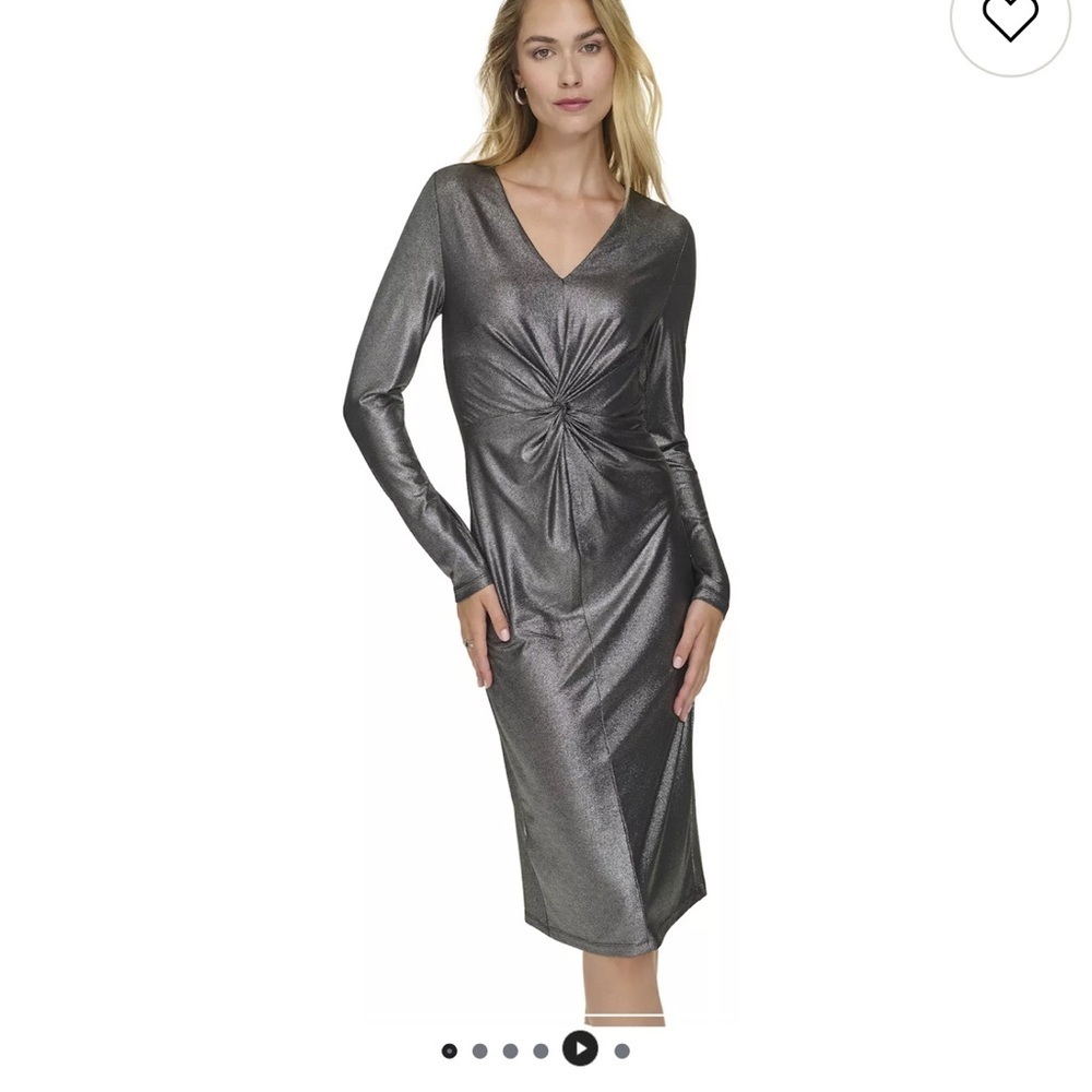 Harper Rose Elegant Silver Long Sleeve Dress